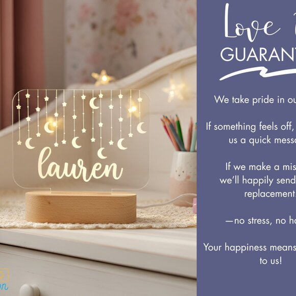 Personalized Hanging Stars Light | LED Name Sign for Kids’ Bedrooms - Picture 6 of 8